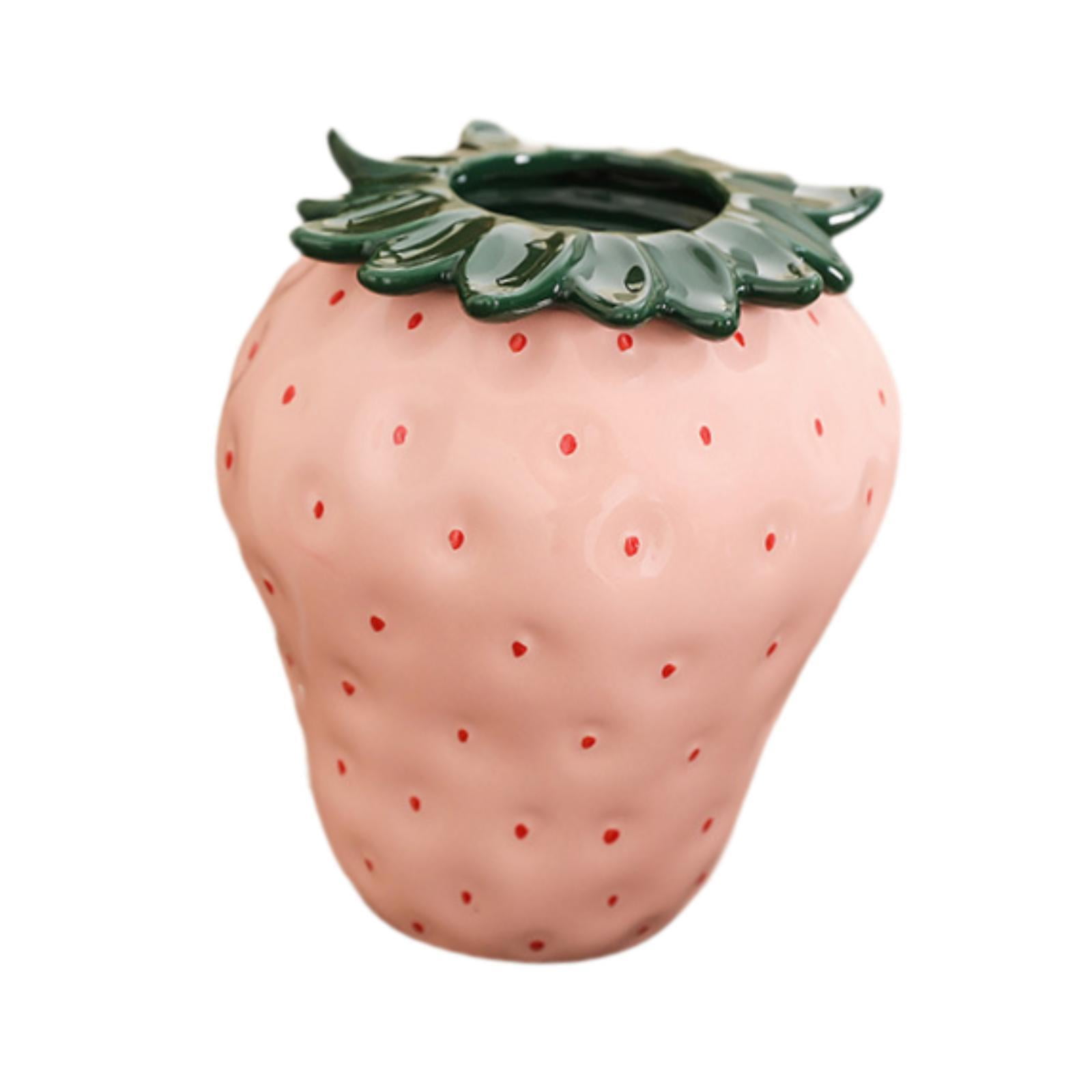 Magideal - Jarrón Decorativo Florero Decoración De Fresas Arte Cocina Dormitorio Escritorio Mesa Centro De Mesa Estante Jarrón De Cerámica Regalo De Inauguración Pequeño