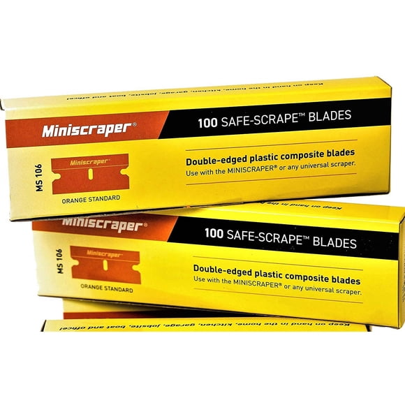 Cuchillas de afeitar de plástico de doble filo miniscraper, paquete de 100
