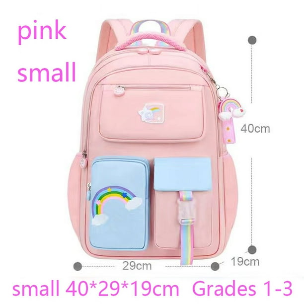 Primary High Class Backpack for Girls Macaron Color Blocking Kid Backpack Rainbow Zipper Large Capacity Teen Girl School Bag