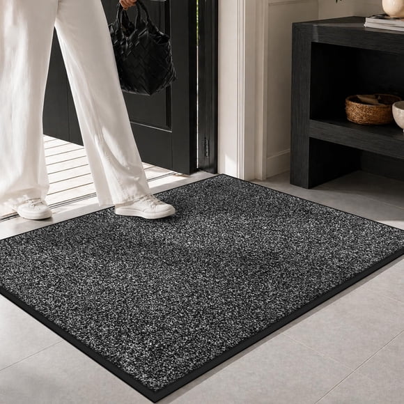 Felpudo Mibao 91 cm x 61 cm Gris Antideslizante Lavable