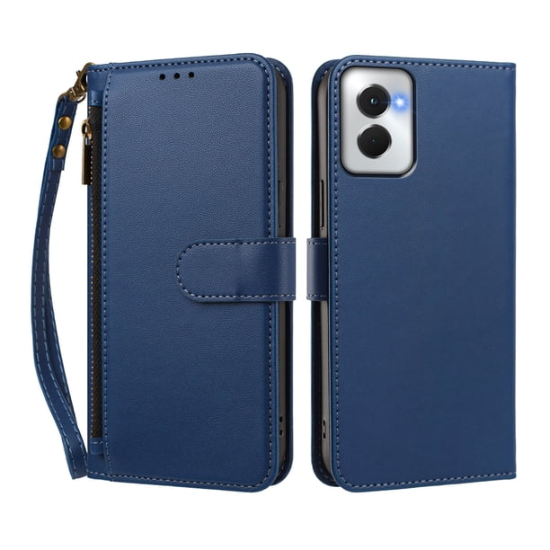 Funda Tipo Billetera para Motorola Moto G Power 5G 2024 con Soporte y Bolsillo con Cierre Azul profundo