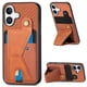 thumbnail image 1 of Funda Resistente para iPhone 16 con Tarjetero y Soporte, Diseño Magnético Marrón, 1 of 5