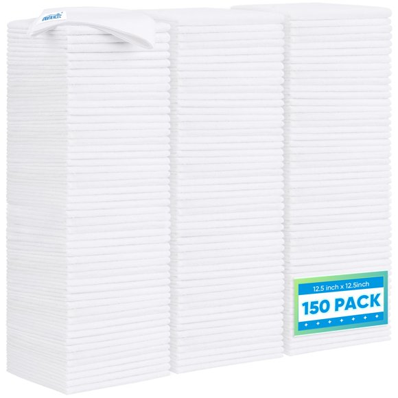 Toalla HOMEXCEL de microfibra, 150 unidades, 32 x 32 cm, color blanco
