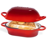 Oven Dutch Oven Nuovva - Olla Para Pan (Hierro Fundido Esmaltado, 24 Cm), Color Rojo