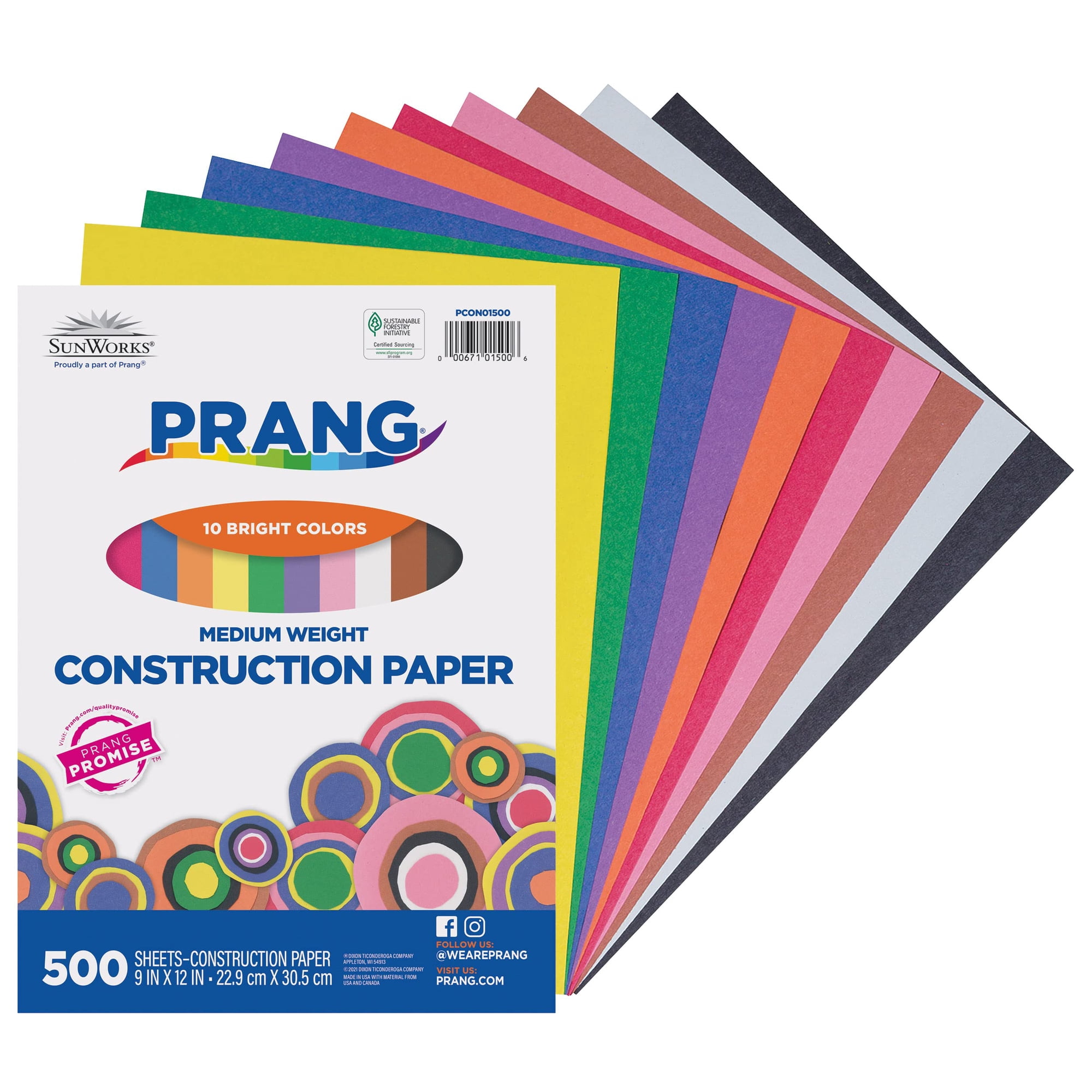 Papel De Construcción Prang (anteriormente Sunworks), 10 Colores, 9 X 12