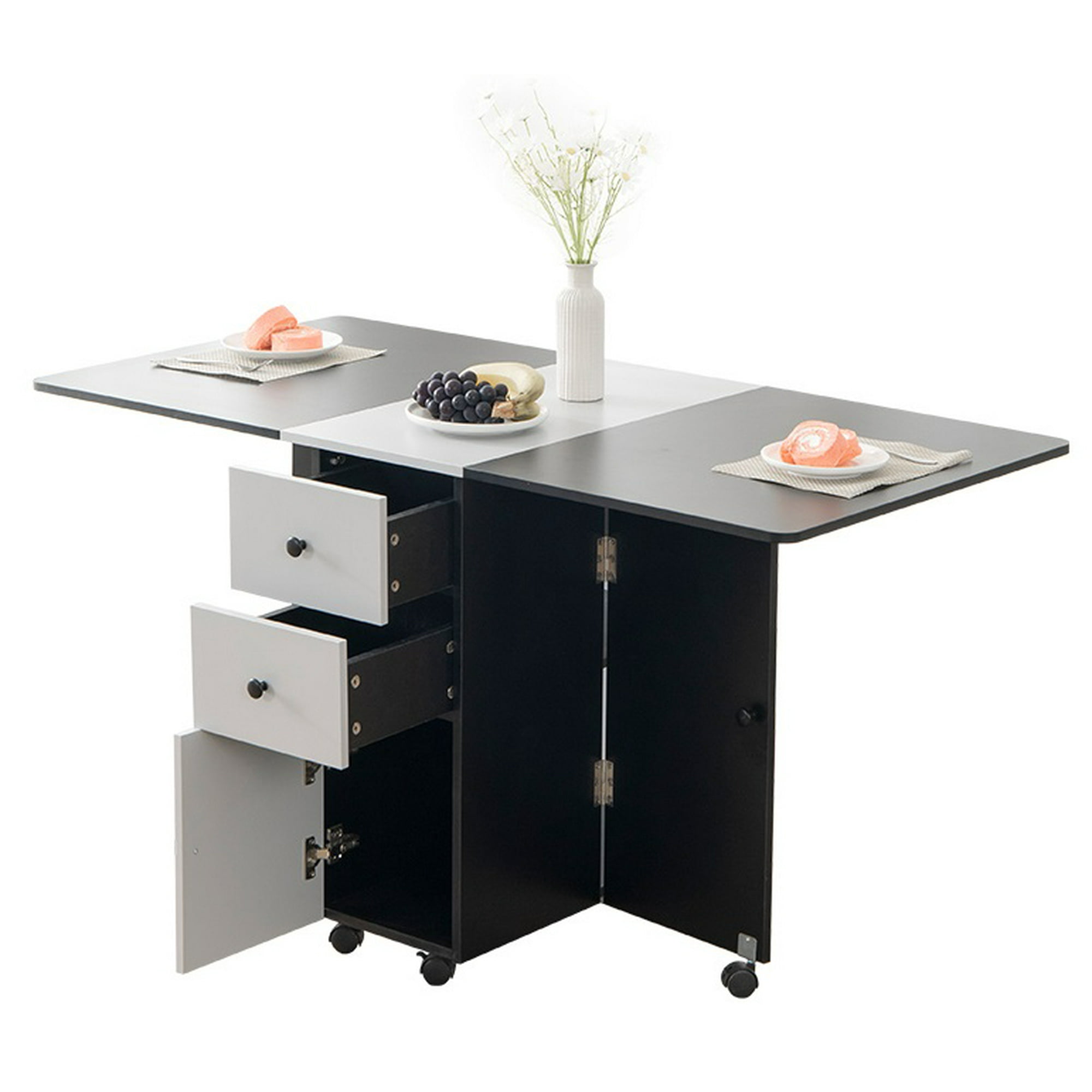 Perfetcseat - Mesa Comedor Plegable Multiuso Gris/negro