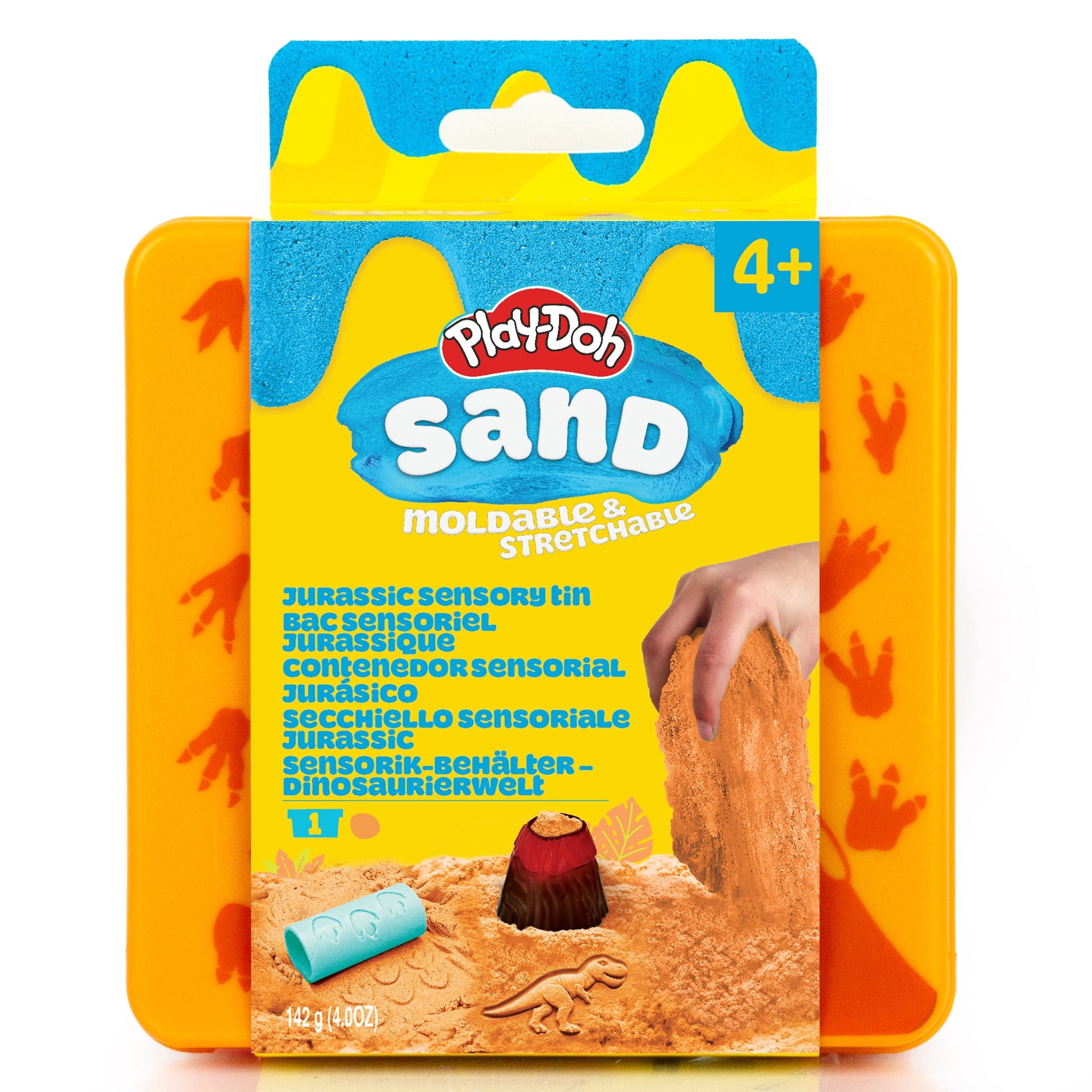 Lata De Arena Play-doh Sand Contenedor Sensorial Jurasico
