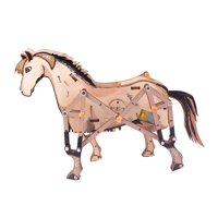 Magideal - Caballo Mecánico 3D De Madera, Juguete De Engranajes Mecánicos, Juego De Construcción, Manualidades De Animales Diy 3D Rompecabezas De Madera Juguete