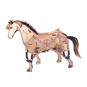Magideal - Caballo Mecánico 3D De Madera, Juguete De Engranajes Mecánicos, Juego De Construcción, Manualidades De Animales Diy 3D Rompecabezas De Madera Juguete