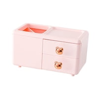 Magideal - Bonito Organizador De Escritorio, Soporte Para Brochas De Maquillaje Con Cajón, Bricolaje, Decoración Del Hogar, Portalápices, Papelería, Carrito Para Oso Rosa
