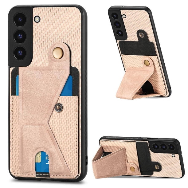 Funda Resistente para Samsung Galaxy S22 con Tarjetero y Soporte, Diseño Magnético Blanco