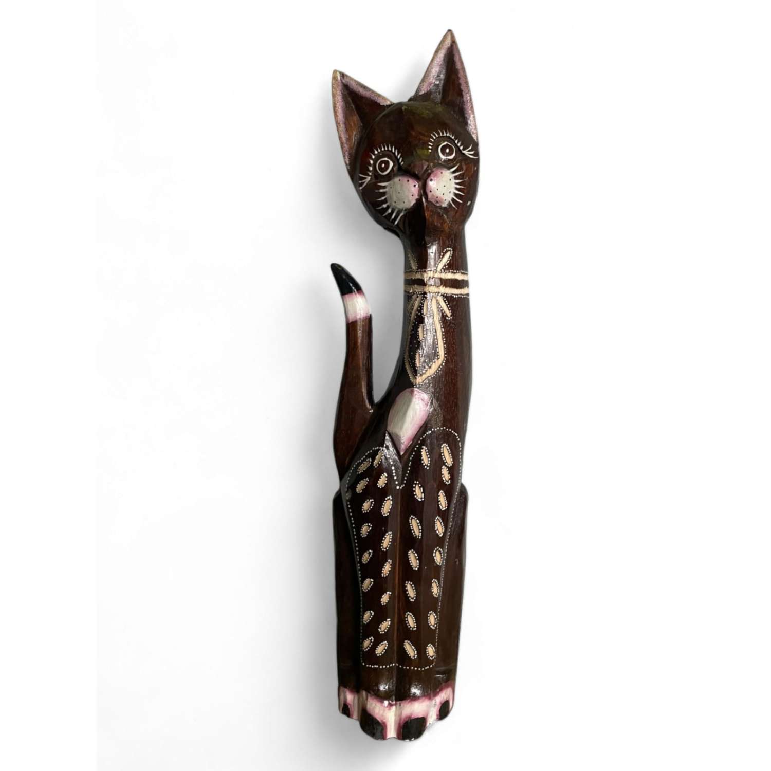 Homeessentials - Gato Madera Artesanal 60 Cm Negro
