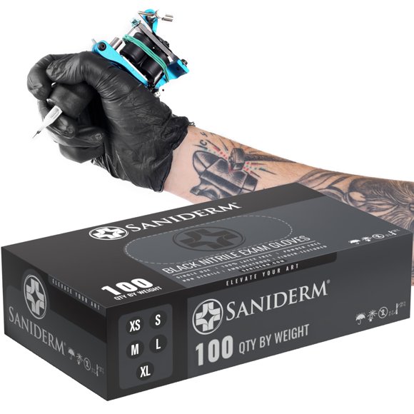 Guantes para tatuaje Saniderm de nitrilo, 100 piezas, talla mediana, sin polvo