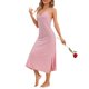 thumbnail image 4 of INSPIRE CHIC Camisón largo sin mangas para mujer con espalda cruzada y abertura en el dobladillo S Rosa, 4 of 6