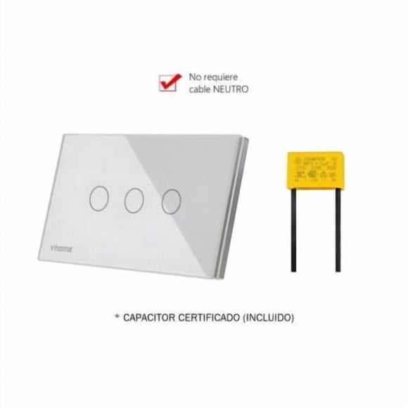 Interruptor APP TOUCH VOZ RF Blanco 3 Canales Con y Sin neutro