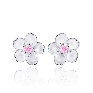 Fershop - Aros Plata Flor Circon Rosa 8 Mm