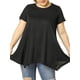 thumbnail image 5 of Agnes Orinda Blusas de Talla Grande para Mujer, Camisetas de Verano con Cuello Redondo, Sueltas, de Manga Corta, Tejidas, Camiseta Holgada, Casual 2X Negro, 5 of 8