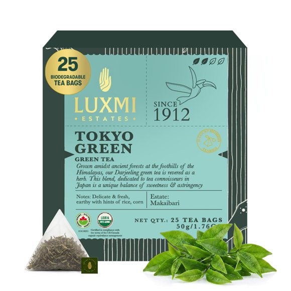 LUXMI Tokyo Green – 25 bolsas de té verde orgánico (50 g)