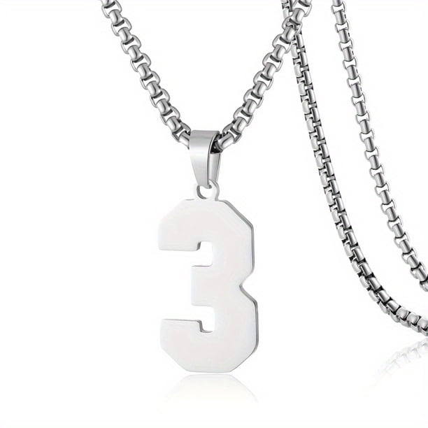 1pc Stylish Stainless Steel Men's Athletes Number Pendant Necklace - Perfect for Baseball, Basketball, and Football Teams - Long Chain Necklace with Sports Number - Ideal Gift for Boys