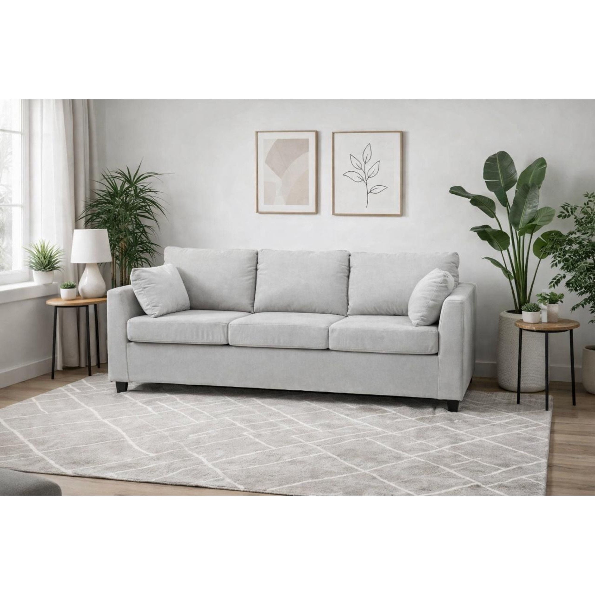 Kea - Sofá 3 Cuerpos Texas Tela Perla