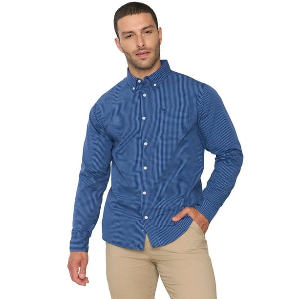 Camisa Hombre Escocesa Azul Corona