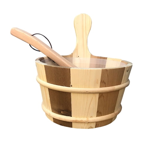 Ioensy - Barril De Sauna De Madera De 4L, Accesorio De Spa De Gran Capacidad Para Baño, Hotel, Sauna, Madera, Marrón