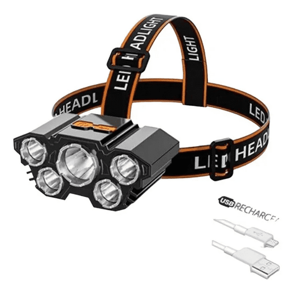 Linterna Super Brillante Minero 5 Led Irm T21 Banda Elástica Blanco