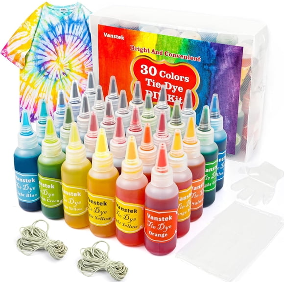 Kit De Tie Dye De 30 Colores Con Guantes Y Ligas