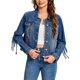 thumbnail image 1 of Chaqueta de Mezclilla con Flecos para Mujer INSPIRE CHIC, Atuendos de Concierto Country, Chaquetas de Mezclilla con Borlas Vaquera Occidental L Azul, 1 of 6