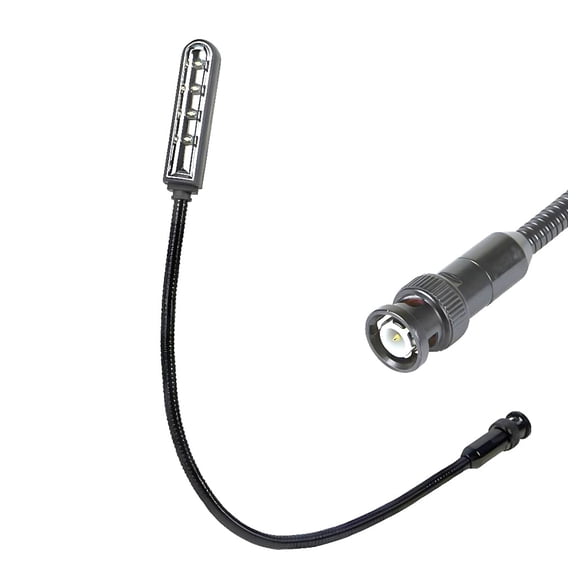 Lámpara de cuello de ganso JXRYWF de 22 pulgadas, 4 LED, puerto BNC, 12 V, 1 W
