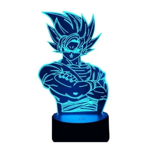 Lelumania - Lampara Ilusion 3D Goku Busto De 7 Colores, Base Touch
