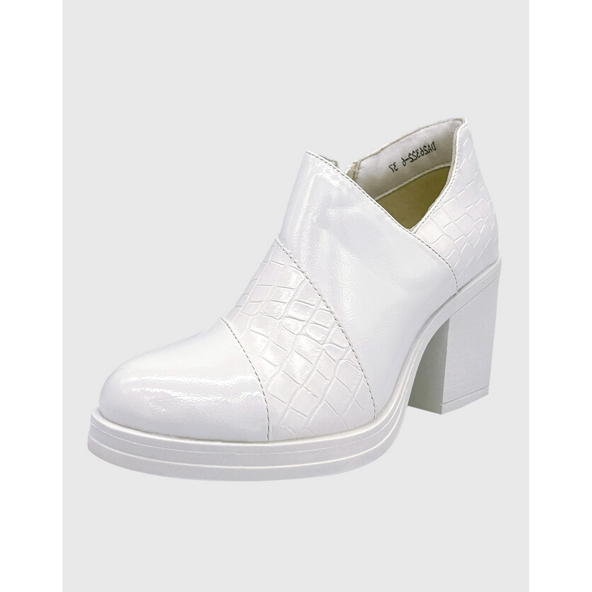 Danicolle Calzado - Botin Para Mujer Charol Con Taco Blanco