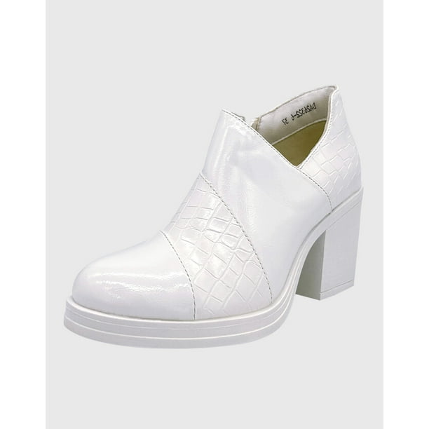 Botin para mujer charol con taco Blanco