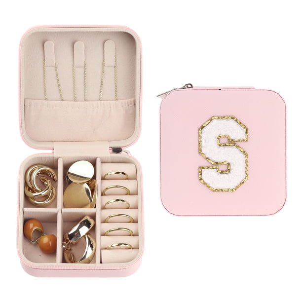 Caja de accesorios de viaje REGALWOVEN para regalos de adolescentes, pequeño organizador de accesorios portátil de cuero PU, almacenamiento rosa S