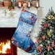thumbnail image 1 of Hola Vecino Tema: Calcetines de Navidad, fino lino blanco para colgar en escaleras y chimenea, decoración navideña para el hogar, regalo de Navidad. 54cm × 38cm, 1 of 5