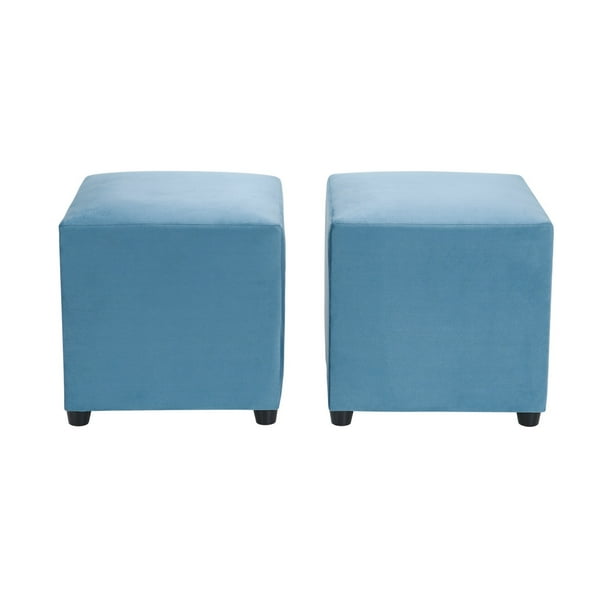 Set Pouf Cali 1c Felpa 30 Azul Petroleo