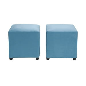 Bodevir - Set Pouf Cali 1C Felpa 30 Azul Petroleo