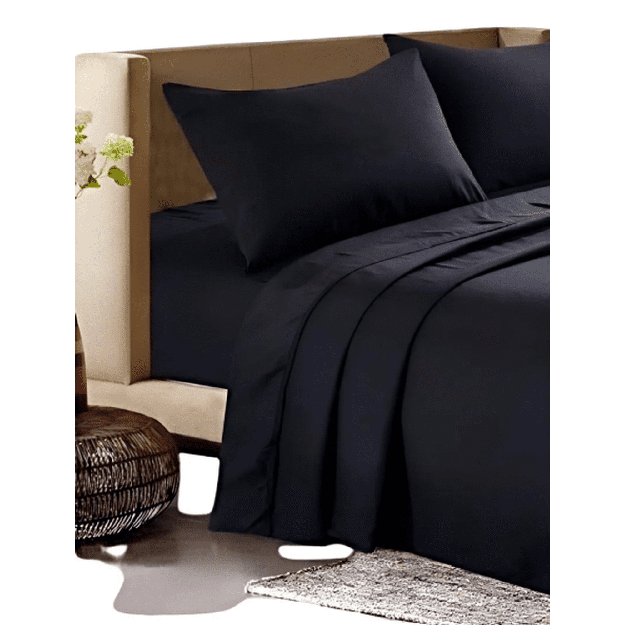 Genérico - Sabanas 200 Hilos Plaza Y Media Negro