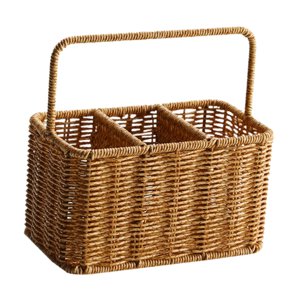 Magideal - Cesta Tejida De Almacenamiento, Organizador Tejido, 3 Compartimentos, Contenedores De Almacenamiento Multiusos, Organizador De Lavandería, Bolsas Para