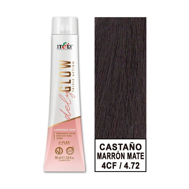 Tintura Permanente Sin Amoniaco Delyglow 100ml (Castaño Marrón Mate 4.72 4CF)