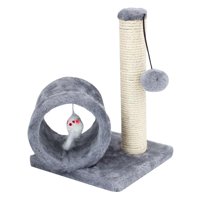 Ioensy - Cat Scratcher Interactive Ball Toy Tunnels Playing Cat Scratching Post Gris