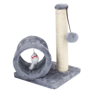 Ioensy - Cat Scratcher Interactive Ball Toy Tunnels Playing Cat Scratching Post Gris