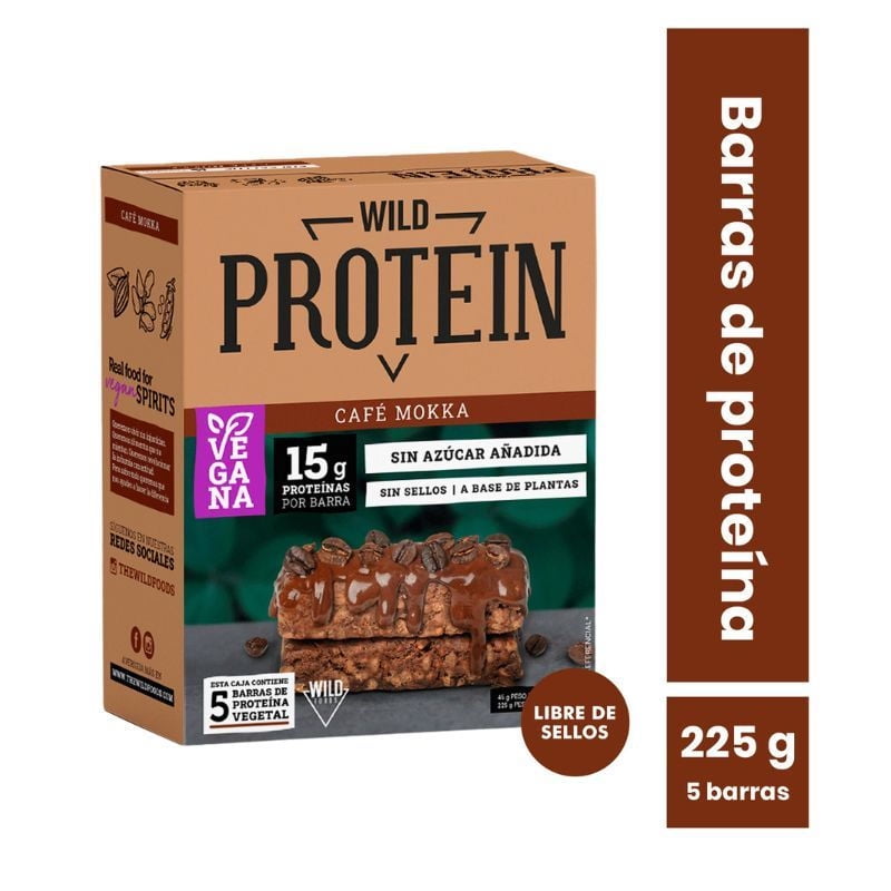 Barra Proteína Vegana Mokka 5 Un 225 g Wild Protein