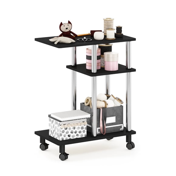 Mesa lateral Furinno Turn-N-Tube en forma de C con ruedas, color americano