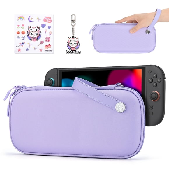 Funda ultradelgada IA innoAura para Switch 2, morada, con 9 ranuras para juegos