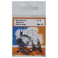 Silver Wave - Destorcedor Con Snap Para Pesca Negro #8 Sobre Con 10Unid