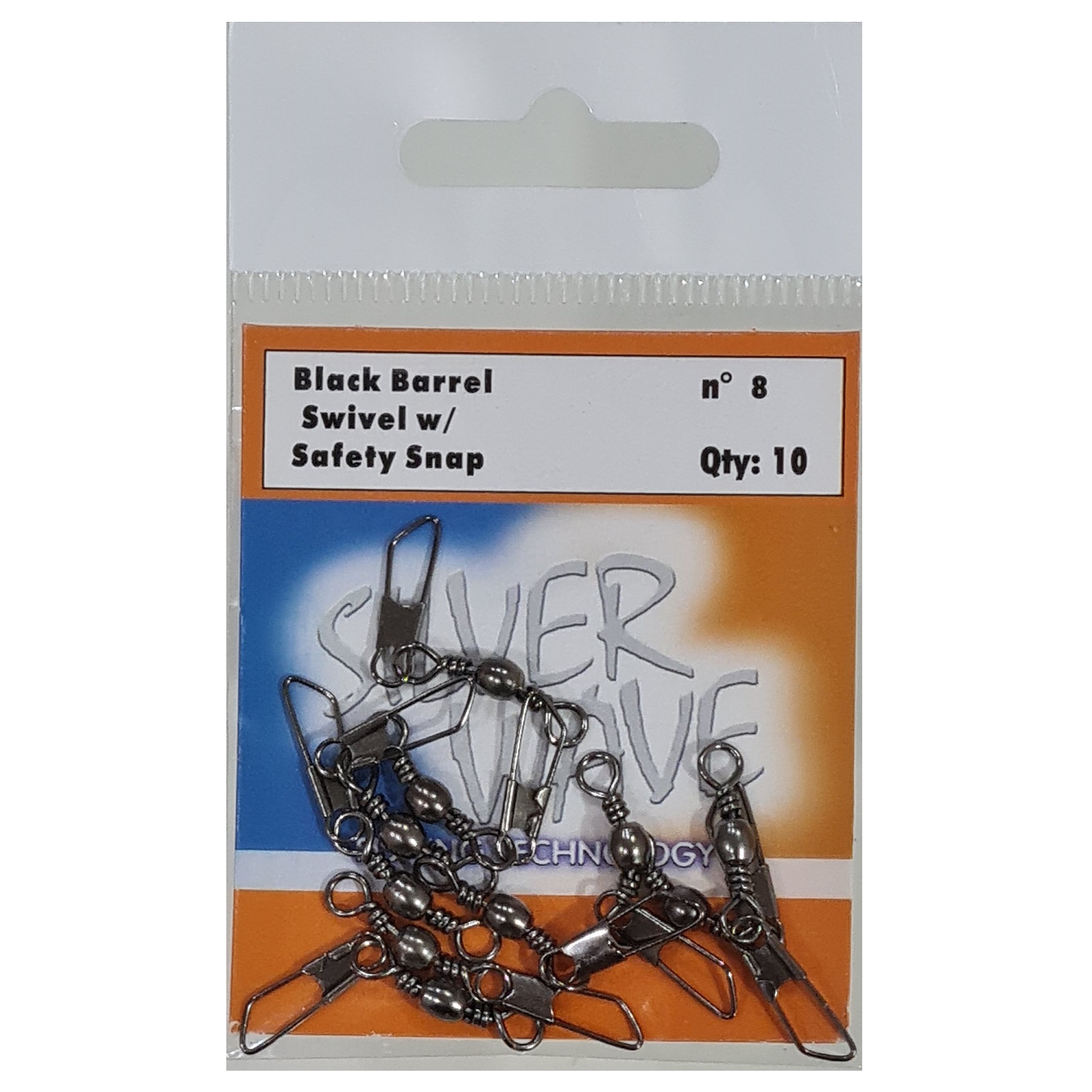 Silver Wave - Destorcedor Con Snap Para Pesca Negro #8 Sobre Con 10Unid