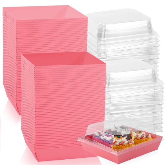 Cajas para charcutería Vyndicca, 100 unidades, rosa, 14 x 12 x 6 cm