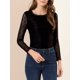 thumbnail image 5 of INSPIRE CHIC Blusa de Encaje con Bordado de Flores Transparente de Manga Larga y Cuello Redondo para Mujer L Negro, 5 of 7