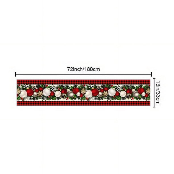 1pc Merry Christmas Table Runner - Red and Black Buffalo Check Plaid Pine Cone Design - Waterproof and Stain Resistant - Perfect for Holiday Parties and Family Gatherings - Ideal Gift and Home Decor